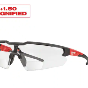 Clear +1.50 Bifocal Safety Glasses Magnified Anti-Scratch Lenses