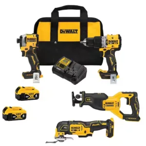 20-Volt MAX Lithium-Ion Cordless Brushless Combo Kit (4-Tool) with (2) 4.0 Ah Ba