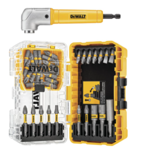 Steel Drill and Driver Bit Set with Right Angle Adapter and Tough System Case (3