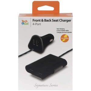 Tech and Go 9.6 Amp 4-Port Front and Back Seat Charger
