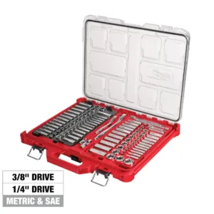 3/8 in. and 1/4 in. Drive SAE/Metric Ratchet and Socket Mechanics Tool Set with