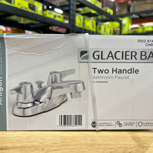 The Glacier Bay Aragon 4 in. 2-Handle Low Arc Bathroom Faucet