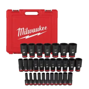 Milwaukee SHOCKWAVE 1/2 in. Drive Metric 6 Point Impact Socket Set (29-Piece)
