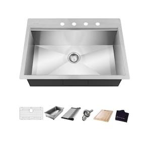 Elkay Dayton 27 in. Drop-In/Undermount Single Bowl 18-Gauge Stainless Steel Kit
