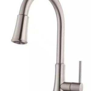 Transitional Single Handle Pull Down Sprayer Kitchen Faucet in Stainless Steel