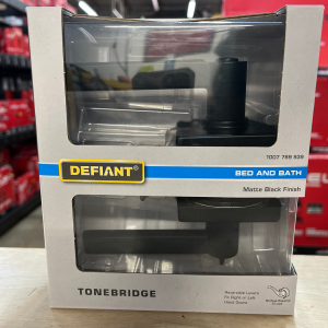 Defiant Tonebridge Matte Black Bed/Bath Door Lever with Square Rose