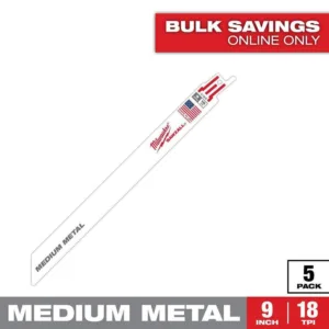 Milwaukee 9 in. 18 TPI Medium Metal Cutting SAWZALL Reciprocating Saw Blades (5-