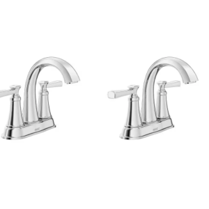 Rumson 4 in. Centerset Double Handle Bathroom Faucet in Polished Chrome (2-pack)