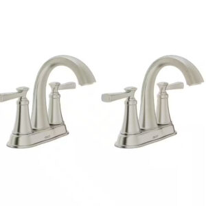 Rumson 4 in. Centerset Double Handle Bathroom Faucet in Brushed Nickel (2-pack)
