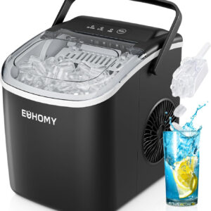 EUHOMY Countertop Ice Maker Machine with Handle, 26.4lbs Per Day, 9 Ice Cubes R