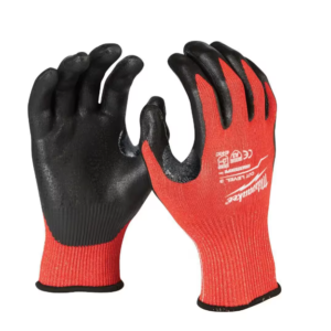 Small Red Nitrile Level 3 Cut Resistant Dipped Work Gloves