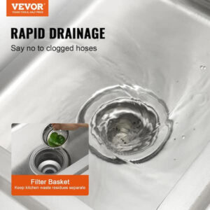 VEVOR Stainless Steel Utility Sink 47.2 x 19.7 x 37.4 in. Commercial Single Bow