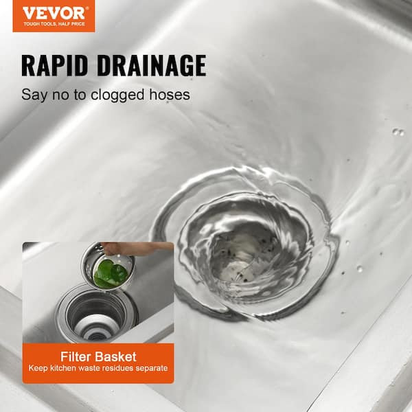 VEVOR Stainless Steel Utility Sink 47.2 x 19.7 x 37.4 in. Commercial Single Bow