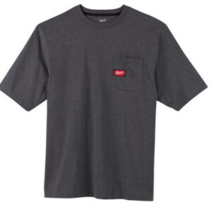 Men's Large Gray Heavy Duty Cotton/Polyester Short-Sleeve Pocket T-Shirt