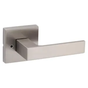 Kwikset Singapore Square Satin Nickel Bed/Bath Door Handle with Microban and Lo