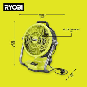 RYOBI 18V Cordless Hybrid WHISPER SERIES 12 in. Misting Air Cannon Fan