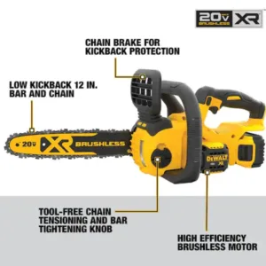 20V MAX 12in. Brushless Cordless Battery Powered Chainsaw Kit with (1) 5 Ah Batt