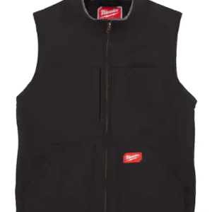 Men's X-Large Black Heavy-Duty Sherpa-Lined Vest with 5-Pockets