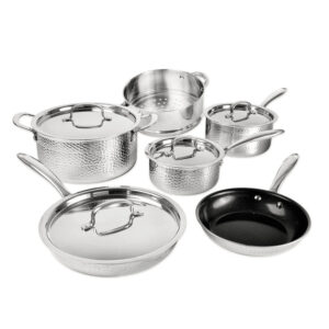 GRANITESTONE Hammered 10-Piece Stainless Steel Nonstick Cookware