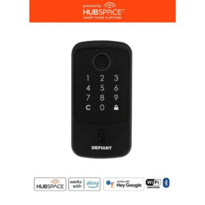 Defiant Square Fingerprint Matte Black Electronic Deadbolt