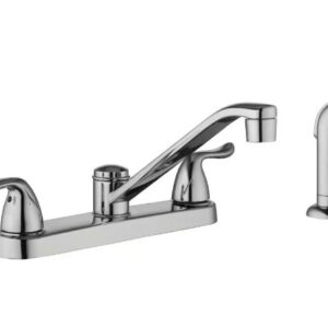 Constructor Double-Handle Standard Kitchen Faucet with Side Sprayer in Polished