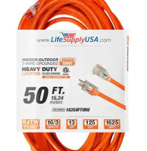 50 ft. 16/3 SJTW 13 Amp 125-Volt 1625-Watt Orange Indoor/Outdoor Heavy-Duty with