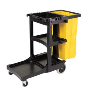 Plastic Cleaning Cart with Zippered Yellow Vinyl Bag
