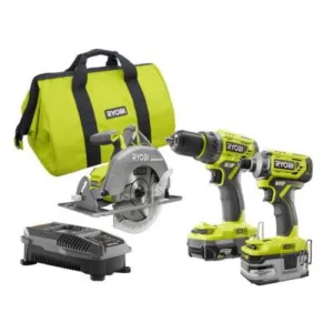 RYOBI 18-Volt ONE+ Li-Ion Cordless Brushless 3-Tool Combo Kit