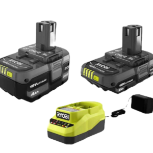 RYOBI ONE+ 18V Lithium-Ion Starter Kit with 2.0 Ah Battery, 4.0 Ah Battery, and
