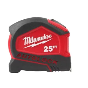 Compact Auto Lock 25 ft. SAE Tape Measure with Fractional Scale and 9 ft. Stando