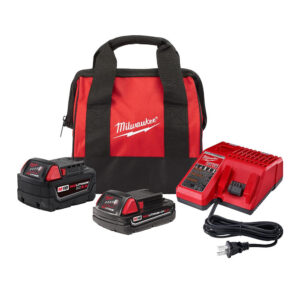 M18 18-Volt Lithium-Ion Starter Kit with One 5.0 Ah and One 2.0 Ah Battery and C