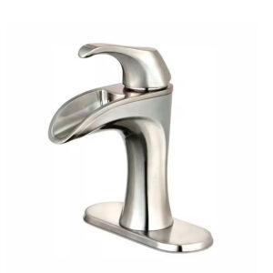 Brea Single Handle Single Hole Bathroom Faucet with Deckplate in Brushed Nickel