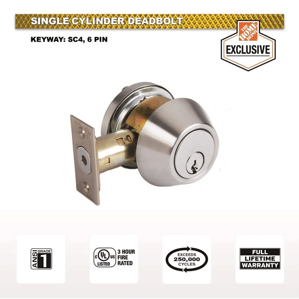 Industrial Duty Commercial Single Cylinder Deadbolt UL 3 Hour Fire