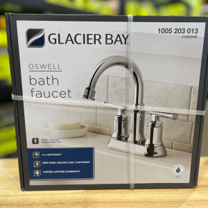 Glacier Bay Oswell 4 in. Centerset Double Handle High-Arc Bathroom Faucet in Ch