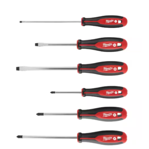 Phillips/Slotted Flat Head Hex Drive Screwdriver Set with Tri-Lobe Handle (6)