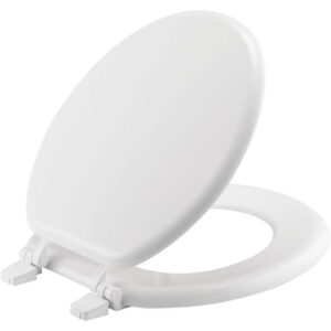 Round Enameled Wood Closed Front Toilet Seat