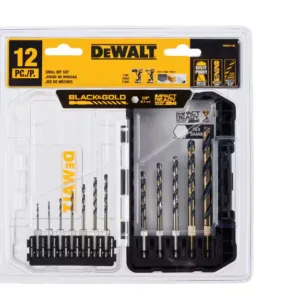Black and Gold Impact Ready Metal Twist Drill Bit Set (12-Piece)
