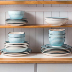 16-Piece Modern Stoneware Blue Dinnerware Set Tableware (Service for 4)