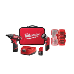 M12 12V Lithium-Ion Cordless 1/4 in. Hex Screwdriver/LED Worklight Kit with (2)