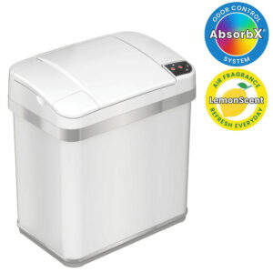 iTouchless 2.5 Gal. Pearl White Touchless Automatic Sensor Trash Can with Odor 