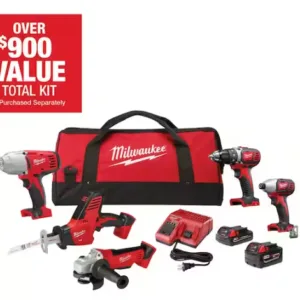 M18 18V Lithium-Ion Cordless Combo Tool Kit (5-Tool) with Two Batteries, Charger