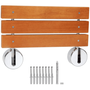 SVOPES Folding Teak Shower Seat, 20.1 in. x 13.2 in. Wall-Mounted Bench, 440 lb