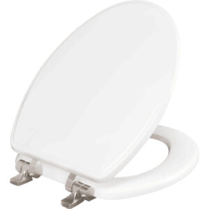 BEMIS Weston Elongated Soft Close Enameled Wood Closed Front Toilet Seat in Whi