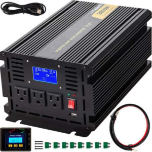 VEVOR Pure Sine Wave Inverter 2000-Watt DC 12-Volt to AC 120-Volt Power with 2 