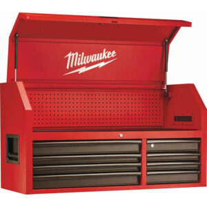 46 in. 8-Drawer Steel Storage Top Chest in Red and Black