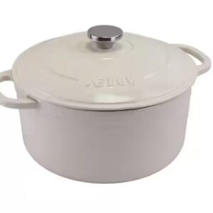 6.5 qt. Round Enameled Cast Iron Dutch Oven, Biscotti with Lid