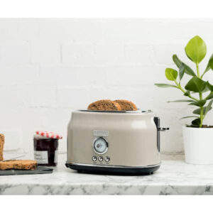 HADEN Dorset 900-Watt 2-Slice Wide Slot Putty Retro Toaster with Removable Crum