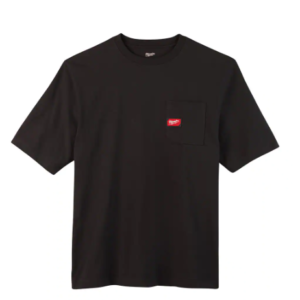 Men's Large Black Heavy Duty Cotton/Polyester Short-Sleeve Pocket T-Shirt