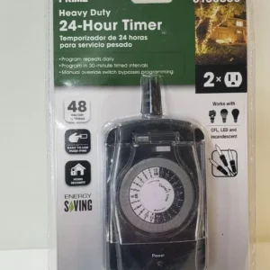 Outdoor 24 Hour Heavy Duty Timer Twin 2-Outlet by Prime / NEW SEALED #0155550