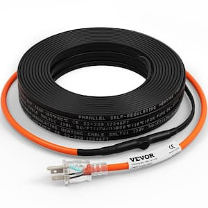 VEVOR 100ft. Pipe Heat Cable 5W/ft. Self-Regulating Heat Tape IP68 110V with Bu